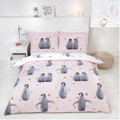 Rapport Bettbezug-Set mit Pinguin-Muster, Rose, King Size