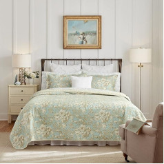 Laura Ashley Home - Gultas komplekts lielākajam bērnam, Baumwolle, wendbar, mit passenden Kissenbezügen, Schlafzimmer-Dekor, ideāls visiem gadalaikiem, (Brompton-Grün, King-Size)