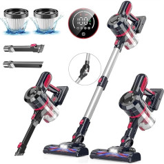 bestyks Cordless Vacuum Cleaner 21 kPa/30 kPa Adjustable Suction Power, with Car Set, Crevice Nozzle, Lightweight Anti-Tangle Vacuum Cleaner, Handle Vacuum Cleaner for Hard Floors, Carpet, Pet Hair