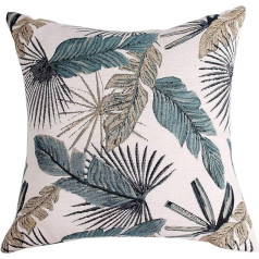 Yeiotsy Dīvāna gulta Spilvens Pārsegs Tropical Leaf Cushion Cover Dekoratīvs spilvena pārvalks Žakarda šenils (Teal)