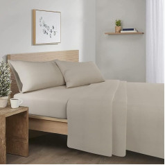 Comfort Spaces Queen Solid Tan plakana gultas pārklājs ar spilvenu pārvalkiem