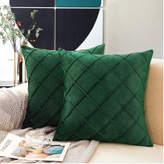 MERNETTE 2 Pack Velvet Soft Decorative Square Throw Pillow Case Cushion Covers Home Dekorācijas Dekorācijas dīvāna dīvāna gultas krēsls 50x50cm Pine Green