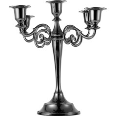 Dyna-Living Metāla 5 roku sveču turētājs Antique Pillar Candle Holder Sveču turētājs Sveces turētājs Šiks kāzu rotājums Melns