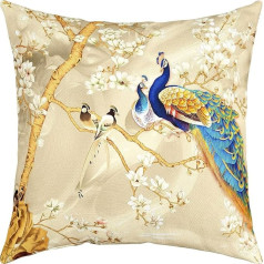 Loussiesd Peacock Pillow Covers 18x18 1 Pc dzīvnieku mīksts B spilvenu pārvalki dīvānam Pāvu spalvas dizains Dekoratīvie spilveni pārvalki Āra spilveni pārvalki