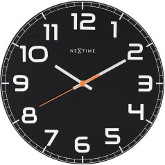 NeXtime 8817ZW Wanduhr CLASSY ROUND, lautlos, apaļš, aus Glas, Schwarz, ø 30 cm