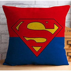 Deko-Kissenbezug mit Superhelden-Design, strapazierfähiges Leinen-Mischgewebe, Motive Ironman, Spiderman, Superman, Captain America und Batman, 45 x 45 cm, mit Schlüsselanhänger mit LED-Taschenlampe Superman