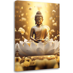 LZIMU Zelta Budas glezna Zen audekls attēli Budas statuja Lotus Picture Garīgās izdrukas Spa mākslas darbi jogas meditācijas budistu lūgšanu istaba (Picture-2, (30.00 x 45.00 cm))