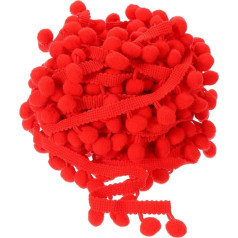 uxcell Fransenborte, 9,1 m, Pompom-Ball, Nähzubehör, Basteln, für Zuhause, Vorhang, Kleidung, Kissen, Dekoration (12 mm, rot)