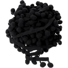 uxcell Fransenborte, 9,1 m, Pompom-Ball, Nähzubehör, Basteln, für Zuhause, Vorhang, Kleidung, Kissen, Dekoration (12 mm, schwarz)