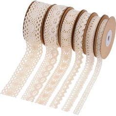 Duiaynke 6 Rollen Spitzenband Baumwolle Spitze Nähen Borten Band für Paket DIY Nähen Braut Hochzeit Dekoration