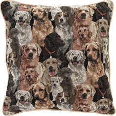 Signare Tapisserie Kissenbezug 45x45, Kissen 45x45 Kutdoor Kissen, Sofakissen, Deko Kissen, Zierkissen mit Hundedesigns (Labrador) (CCOV-LAB)