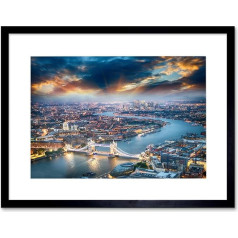 Foto Pilsētas ainava kompozīcija Aerial View London Thames Framed Print F12X5485, melns