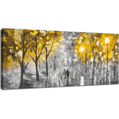 FajerminArt Modern Large Canvas Pictures with Frame Abstract Autumn Yellow Tree Canvas Pictures Wall Art Canvas Print Living Room Bedroom Wall Decoration Ready to Hang 50 x 120 cm