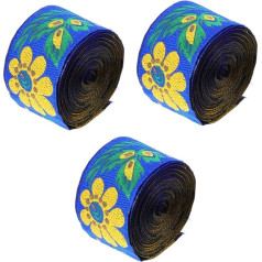 3st Ethnisches Spitzenband Gewebter Besatz Jacquard-besatz Weihnachtsband Besticktes Band Bestickt Gewebt Floral Bestickte Borte Gürtel Satin Mehrfarbig Jacquardband Polyestergarn