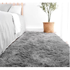 通用 Subeen Rug for Bedroom Soft Living Room Fur Decoration Living Room Non-Slip Fluffy Modern Shaggy Floor Rug Home Decor (Grey, 120 x 160 cm)