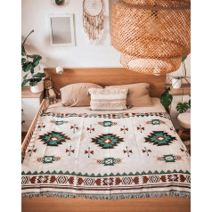 Peel Forest Caravan Rug Navajo Tribal Throw Blanket kokvilnas austs aztekas dīvāns Throw dīvāns krēsls piknika pludmales paklājs (60 x 82 collas)