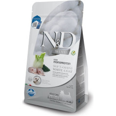 n&d white dog jūras asaris, spirulīna un fenhelis pieaugušajiem mini - sausā barība baltajiem suņiem - 2 kg