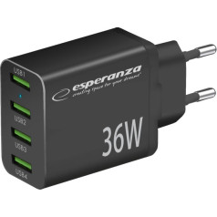 EZC107K tīkla lādētājs 36w 4x usb-a qc 3.0 18w