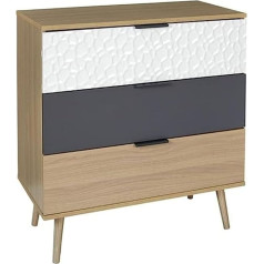 Home Deco Factory HD7147 Kumode ar 3 atvilktnēm, mēbeles glabāšanai, pelēka, 80 x 39 x 75 cm, koks - balta - antracīts, 80 x 39 x 75 cm