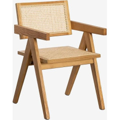 Sklum Lali Style Rattan Dining Chair with Armrests Brown Natural