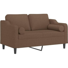 vidaXL Sofa 2 vietų, sofa su dekoratyvinėmis pagalvėlėmis, atsilenkianti sofa svetainei, minkšta sofa fotelis, poilsio sofa, poilsio sofa, rudas audinys