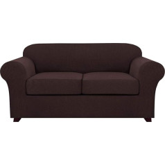 ‎H.versailtex H.Versailtex 2 sēdvietu dīvāna pārvalki Stretch Loveseat pārvalki 2 sēdvietu spilvenu pārvalkiem, žakarda forma, neslīdošs mēbeļu aizsargs, 2 sēdvietas, brūns