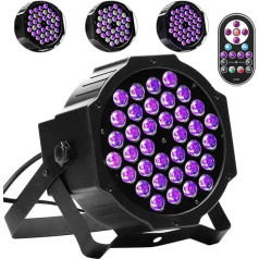 KRIDERISH 72 W melnā gaisma, 36 LED UV melnās gaismas lampa DMX512 ar tālvadības pulti, UV prožektors ballītēm, bāriem, skatuvēm, Ziemassvētkiem, Helovīnam, kāzām