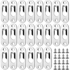 Pucsiq 50 gab. 44 x 16 mm atslēgas caurumu pakaramais atslēgas caurumu aizdares sudraba atslēgas caurumu pakaramais plaukta atslēgas caurumu pakaramais attēlu rāmja iekāršanai ar 100 gab. piespiešanas skrūvēm