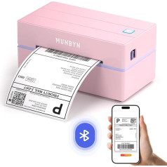 MUNBYN DHL Etikettendrucker Bluetooth, Labeldrucker DHL Versandetiketten Drucker Bluetooth Thermal Printer für Shopify Zalando Ebay Amazon Amazon UPS ITPP130B Rosa