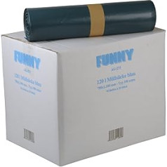 Funny AG-273 LDPE šiukšliadėžės maišai 700 mm x 1100 mm, 120 l talpos, mėlyni (pakuotė po 200 vnt.)