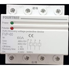 RHIYMWHHKN 1Pcs FVP 380V 3P + N Din Rail pašatjaunojoša automātiska atjaunošanās Pārslodzes un zemsprieguma aizsardzības ierīce 40A 60A (50A)