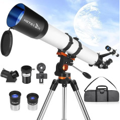 Astronomijas teleskops 90 mm atvērums 700 mm fokusa attālums, refraktors Profesionāls teleskops pieaugušajiem, bērniem un iesācējiem - komplektā iekļauts statīvs, skatu meklētājs un tālruņa adapteris