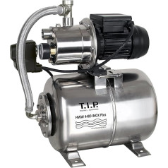 T.I.P. HWW 4400 Inox Plus 31167 Nerūsējošā tērauda mājsaimniecības ūdens agregāts (4350 l/h plūsmas ātrums, 45 m plūsmas augstums, 4,5 bāru spiediens, 1000 W, gatavs uzstādīšanai, 22 l nerūsējošā tērauda spiediena kontūrs, 22 l nerū