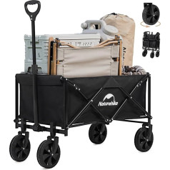 Naturehike Bollerwagen Faltbar 220L/100KG Handwagen, Kein Zusammenbau erforderlich Klappwagen Utility Wagen mit Universalrädern und verstellbarem Griff, Schwarz