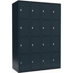 kaiserkraft | Schließfachschrank Fydor | 4 Fächer | grau | B 1200 mm | 4 Abteile | flache Dachform | Vorhängeschloss