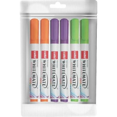 Cello Whitemate Whiteboard Vivid Marker | Set mit 6 Markern | 3 verschiedene Tintenfarben | Marker Stifte mit leicht nachfüllbarer und löschbarer Tinte | schreibt länger