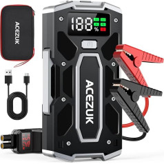 ACEZUK Jump Starter Power Bank 5000 A 12 V (līdz 8,0 L benzīna un 6,5 L dīzeļdegvielas) Auto Jump Starter ar LED lukturīti, lielu ekrānu, džempera ekrānu, auto akumulatora pastiprinātājs SUV motociklam, zāles pļāvēja pļaujmašīnai