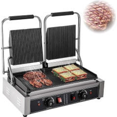 SCHYWL Doppelkopf-Panini-Grillpresse, Kommerzielle Sandwichpresse, Elektrischer Sandwich-Press-Grill, 2200 W Sandwich-Press-Maker-Toaster, Kommerzielle Sandwich-Toastermaschine