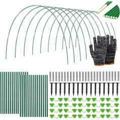 RIRIDAMAI Paaugstinātu dobju arkas, augu tuneļu arkas, dārza tuneļu arkas, 6 mm ar plastmasas pārklājumu, polituneļi paaugstinātām dobēm, dārza tuneļu arkas, siltumnīcu tuneļu arkas, siltumnīcu riepas