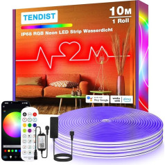 TENDIST 10 m RGB IP68 neona LED lente ārtelpai, WiFi ūdensizturīga, DIY elastīga neona LED lente, saderīga ar Alexa, 24 V mūzikas sinhronizācijas silikona neona lampa terasei, ballītei, guļamistabai