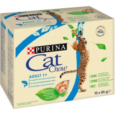 Purina cat chow лосось, стручковая фасоль - влажный корм для кошек - 10х85 г