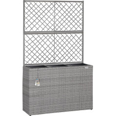 Casaria Poly Rattan Stādītājs Trellis Flower Box, ar rokām austs, 3 iekšējie podi, noņemams puķu pods