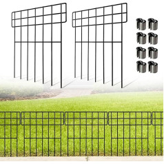 Thealyn 10 Pack Dzīvnieku barjeras žogs Metāla dekoratīvais dārza žogs 43 cm (H) x 33 cm (W) Kopējais garums 3,3 m Bez rakšanas žogs Terases robeža Dzīvnieku žogs suņiem Trušiem Āra terase