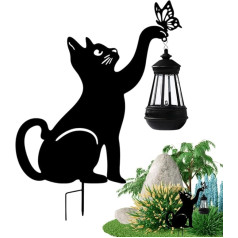 Bexdug Dekorativer Katzenstecker mit Licht, Garten-Katzenstecker mit Licht - Garten-Solarleuchte aus Metall | Multifunktionale Metallkatzen-Solarlampe für den Außenbereich, dekorative Katzenlaterne