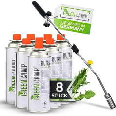 Green Camp® nezāļu iznīcinātājs ar gāzes patronām - izturīgs nezāļu deglis ar bezgalīgi regulējamu pjezo aizdedzi - gāzes deglis izgatavots no augstas kvalitātes metāla ar ergonomisku rokturi