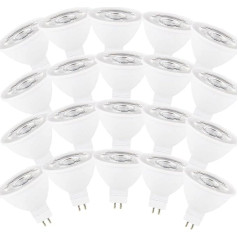 ZRJIA 20 GU5.3 MR16 LED spuldžu iepakojums 6 W AC 230 V Cool White 6000 K 60 W GU5.3 halogēnās spuldzes ekvivalents, 6 W GU 5.3 ligzdas spuldzes, bez mirgošanas, 6000 LM, bez apgaismojuma, 120°, bez apgaismojuma