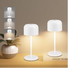 Klighten Pack of 2 LED Dimmable Small Table Lamps, bezvadu, 3000 K - 6000 K, galda lampa, iekštelpu, āra, iekštelpu, IP54, augstums 21 cm, uzlādējams skārienjutīgais slēdzis, USB-C, silti balta/ dabiska gaisma/ auksta