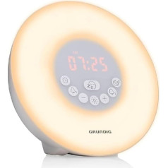 Grundig Light modinātājs - modinātājs ar dienas gaismu - Radio modinātājs - Bluetooth skaļrunis - AUX un USB - dabiskas skaņas - balts