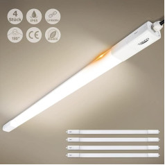 TONFFI Pack of 4 Wet Room Light LED 150 cm, 60 W 7000 LM LED Tube, Series Connection, Neutral White, IP65 ūdensnecaurlaidīgs mitrās telpas lampa, vannas gaisma, griestu gaisma pagrabam, darbnīcai, garāžai, noliktavai,