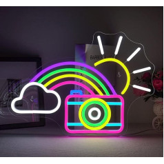 Ineonlife Memories Preserve Neon Sign, Rainbow Camera Neon Light for Wall Decoration, Dimmable LED Neon Signs for Bedroom, Lounge, Office, Wedding, Valentīna diena Party Powered by USB